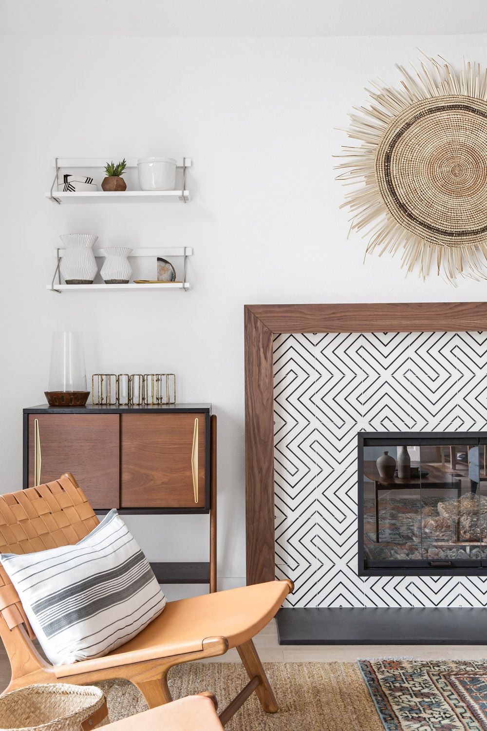 Mid-century Modern fireplace design via Lindye Galloway