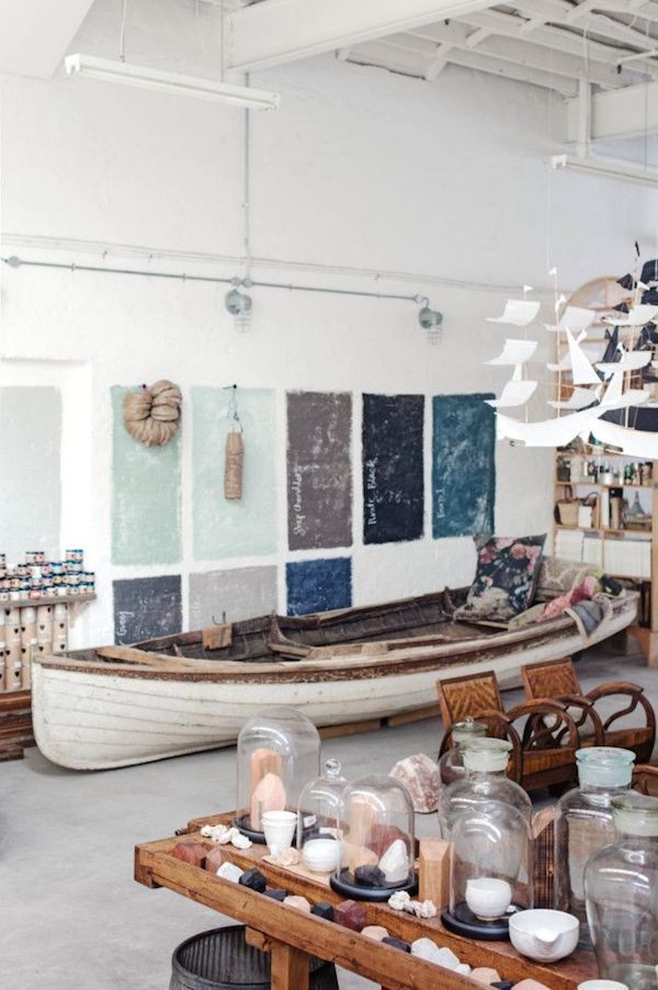 Nautical Living Room Decor with Canoe for Seating via Sibella Court Warehouse - Vogue Living MarchApril 2015