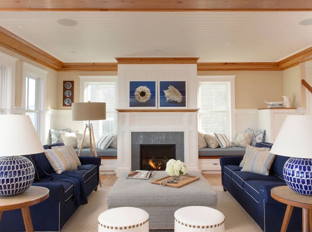 Navy Sofas Nautical Living Rooms via Carolyn Thayer Interiors