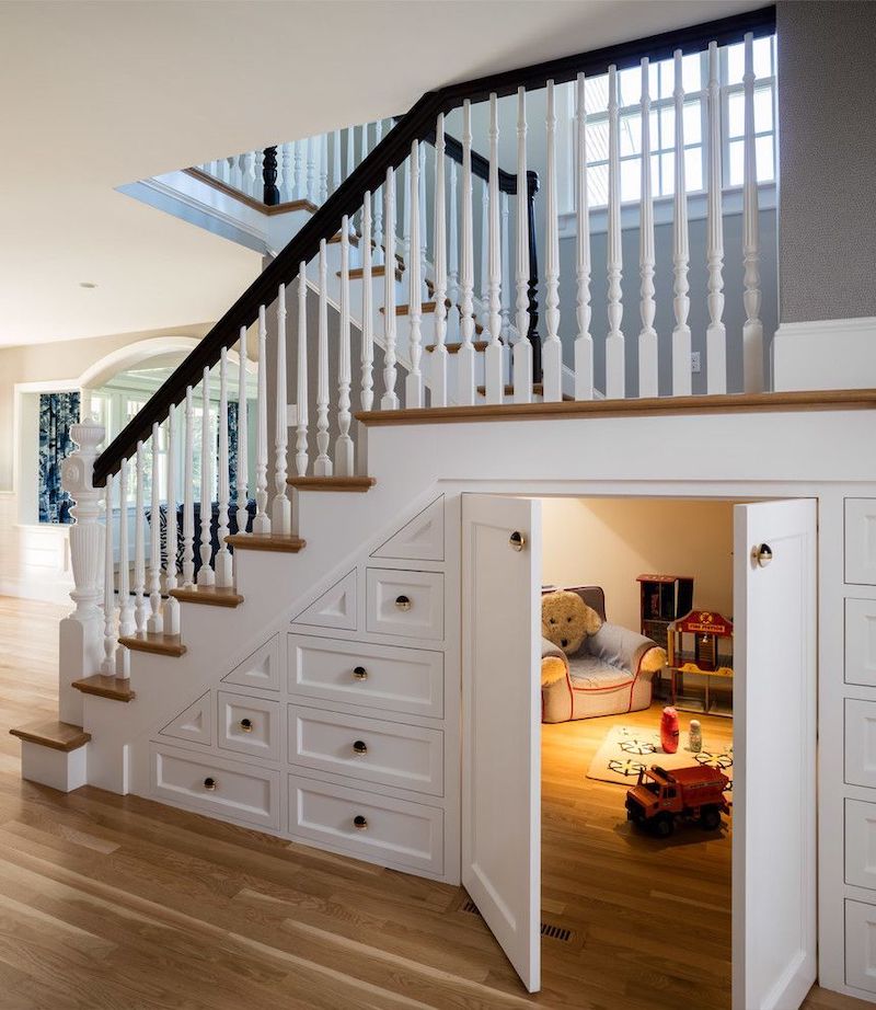 Under the Stairs Kids Playroom via Suburban Renewal Inc