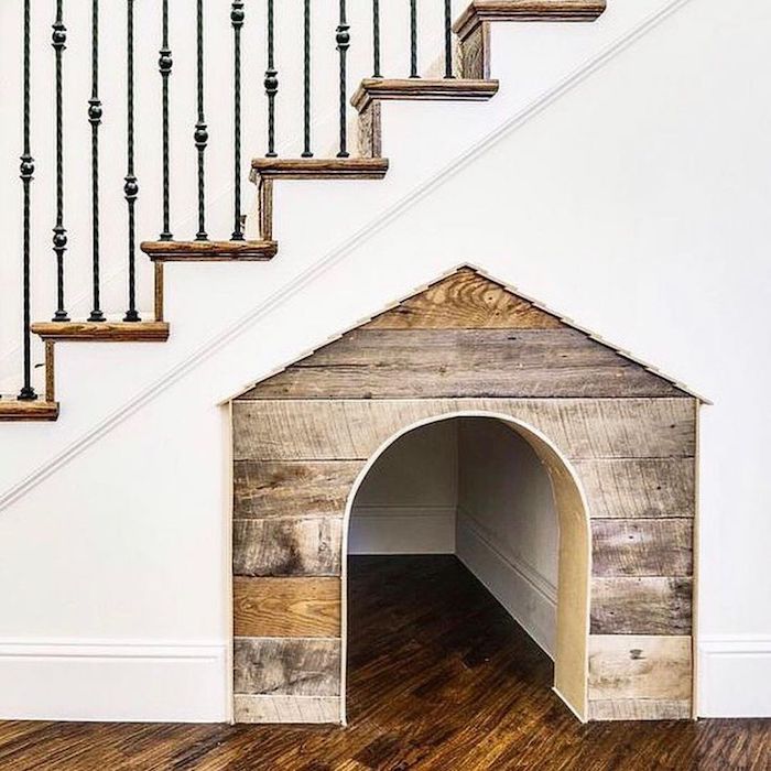 Under the staircase dog house built-in