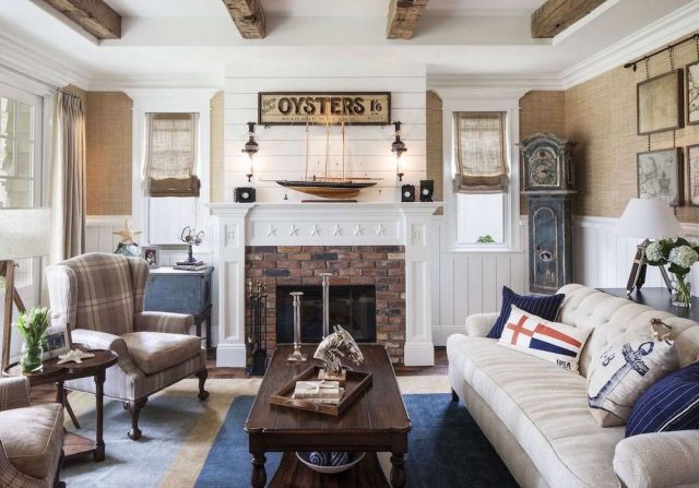 15 Nautical Living Room Ideas With Style   Vintage Nautical Living Room Design Via Norman Design Group 640x447 