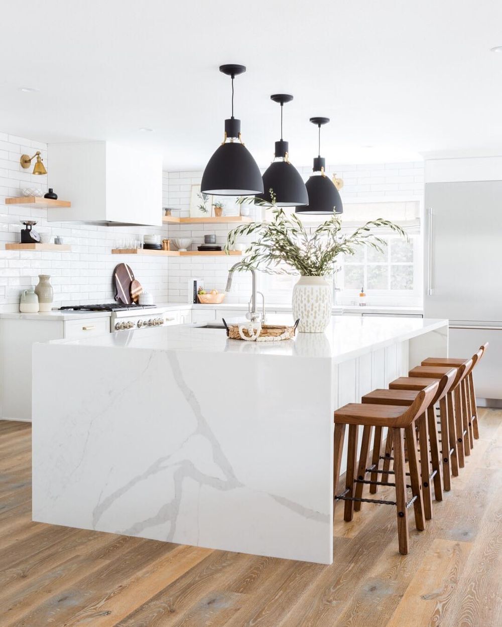 black hanging lights kitchen