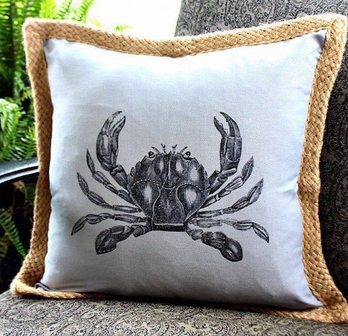 DIY Beach Style Crab Pillow via refreshrestyle
