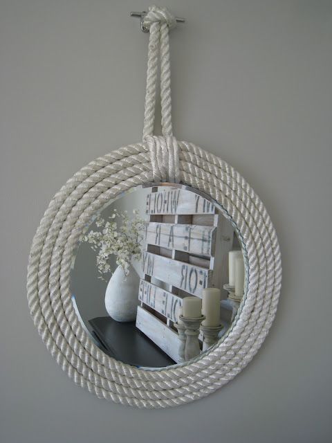 DIY Nautical Rope Mirror Decor via thelilypadcottage