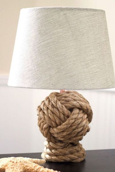 DIY Rope Knot Lamp via downhomeinspiration