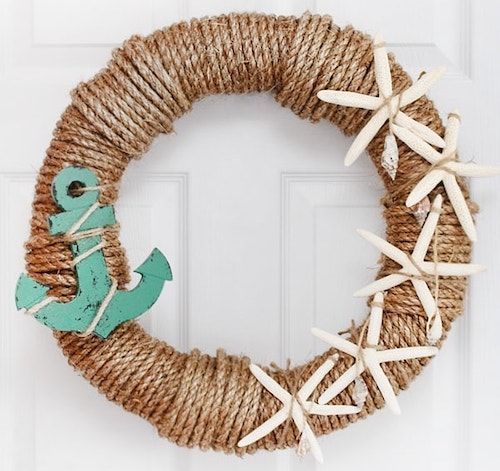 DIY Rope Nautical Wreath via howtonestforless