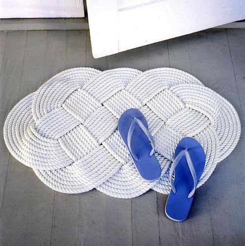 DIY nautical braided doormat via martha