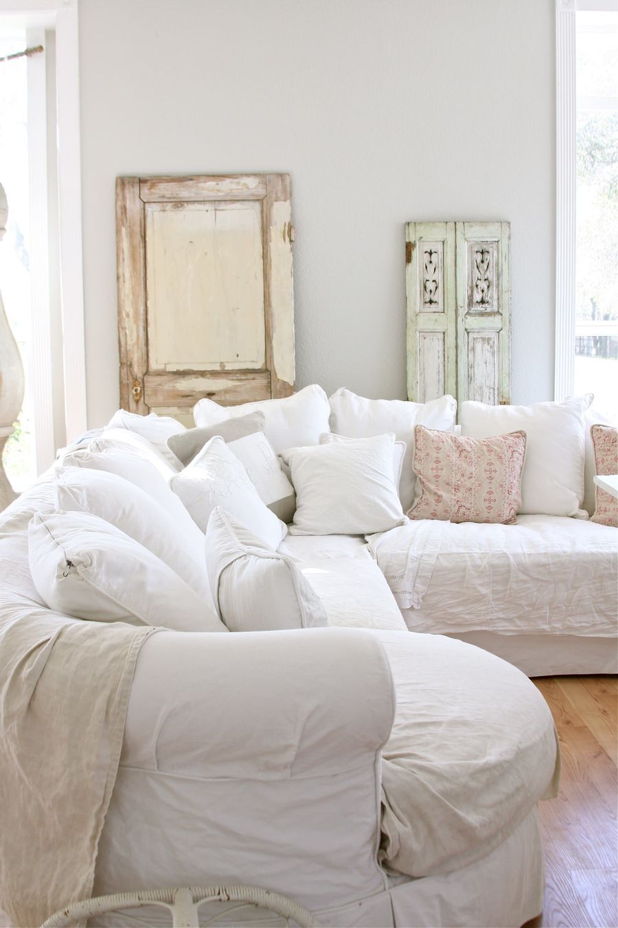 French Country Sectional Sofas Slipcovered White via Dreamy Whites