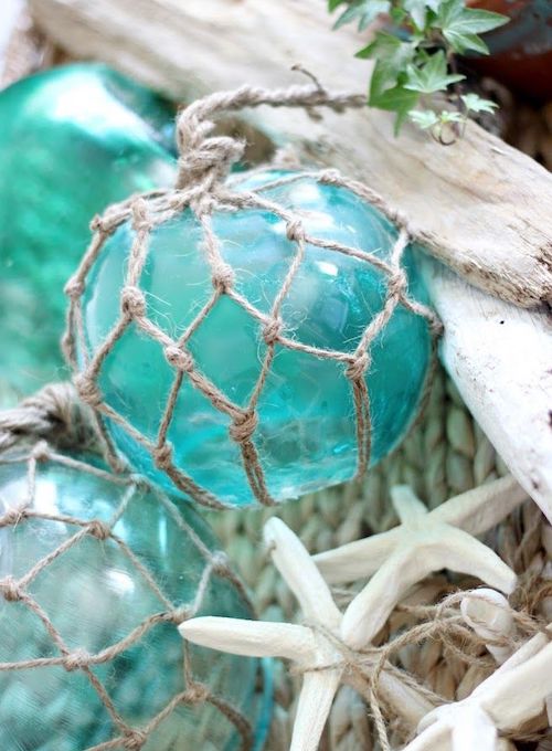 Large glass buoys DIY decor via craftberrybush