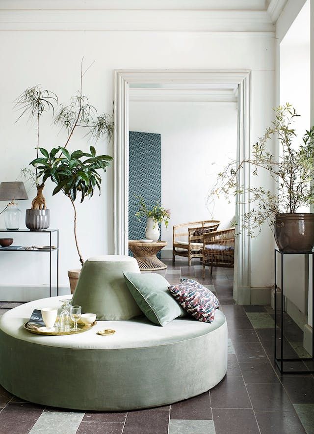 Sage Green Circular Sofa Bench via Tine K Home
