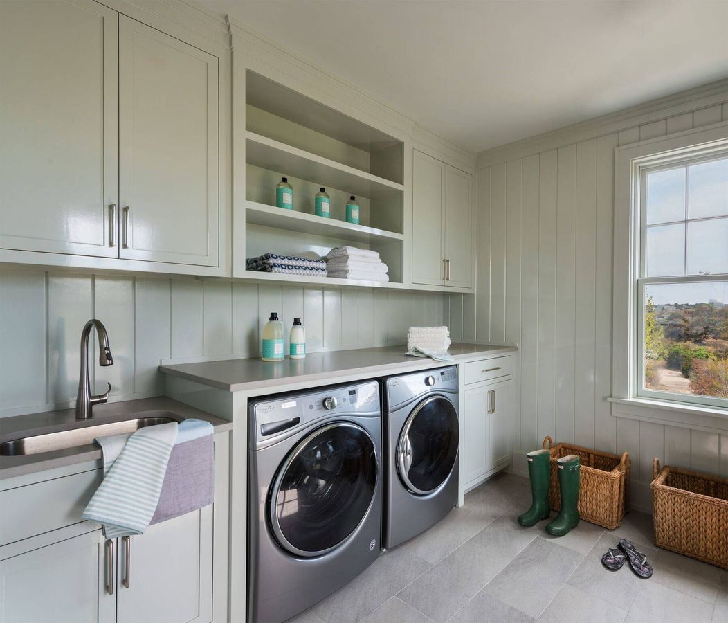 Sage Green Decor laundry room via Cynthia Hayes Interior Design