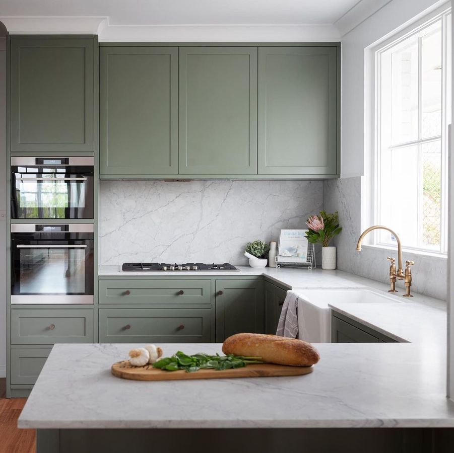 Sage Green Kitchen Decor Cabinets via @studioblackinteriors