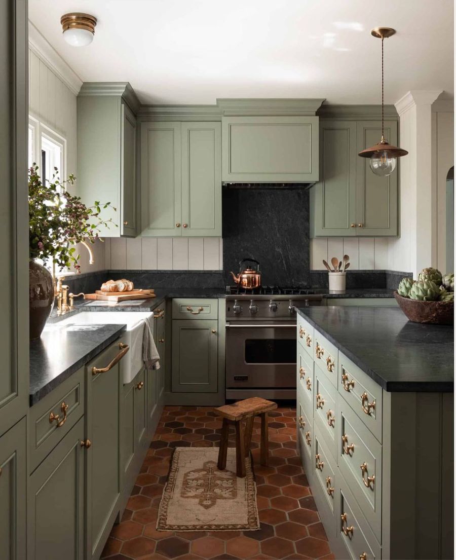 Sage Green Kitchen via @heidicaillierdesign