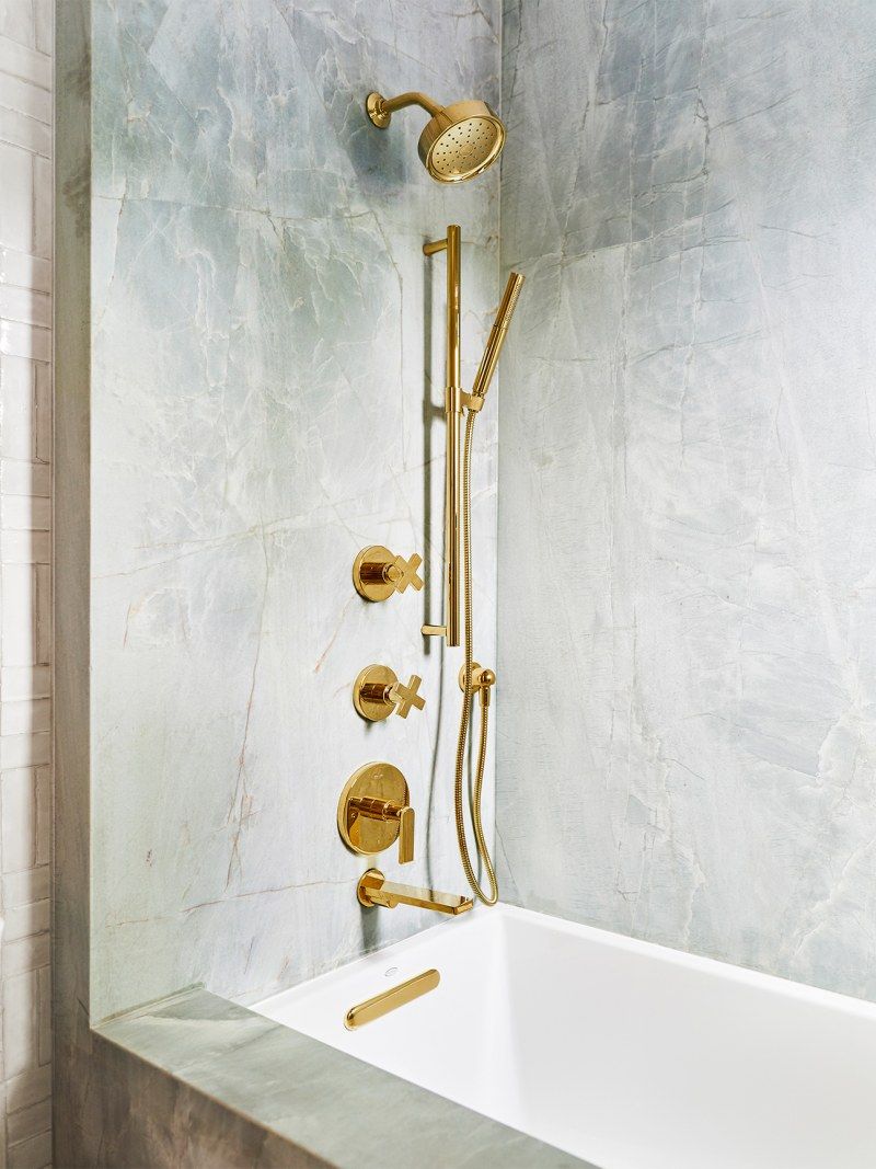 Sage Green Marble Bathtub Bathroom via EmilyHenderson