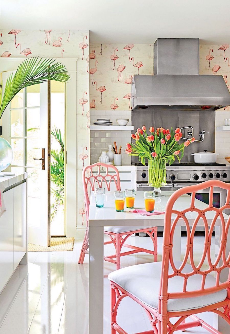 Tropical Kitchen Flamingo Wallpaper Decor Mary McGee