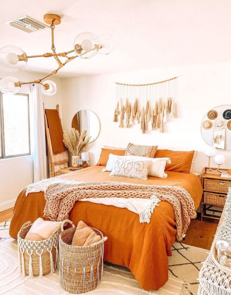 Bright Orange Fall Bedroom Decor The.jonesy.life  768x980 