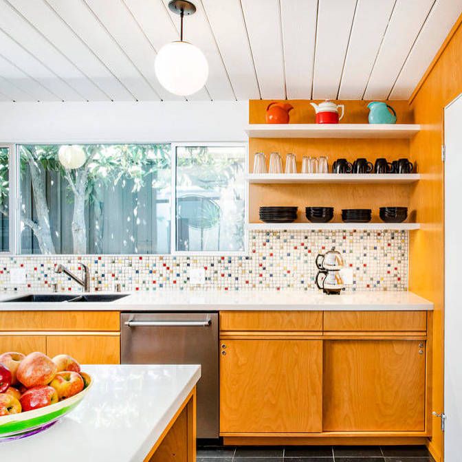 Cubic mid-century modern tile kitchen Able And Baker