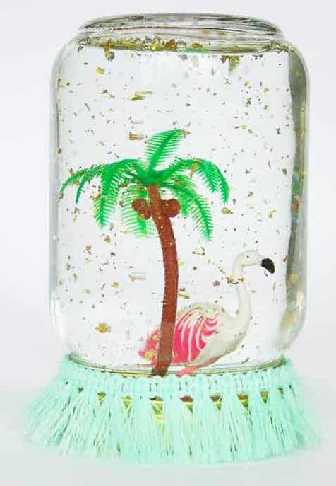 DIY Flamingo Snow Globes via ohsolovely