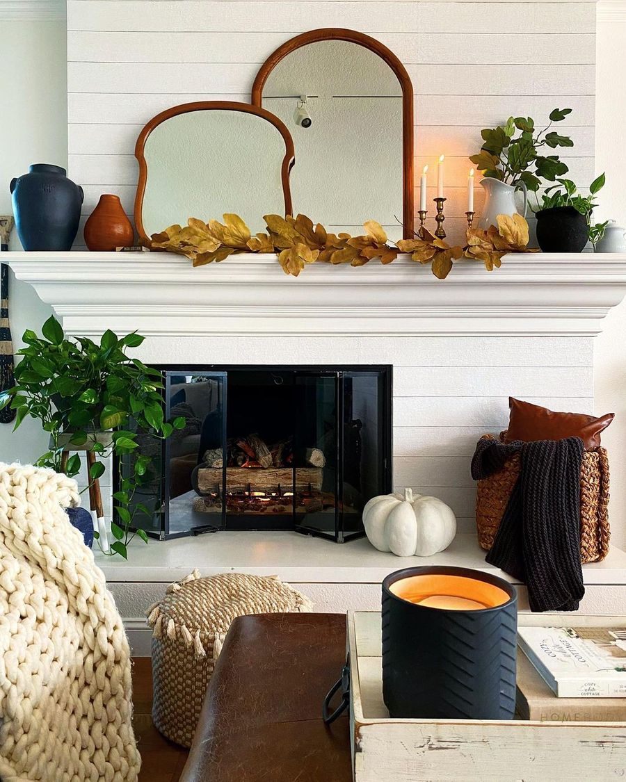 Fall living room mantel decor always.finding