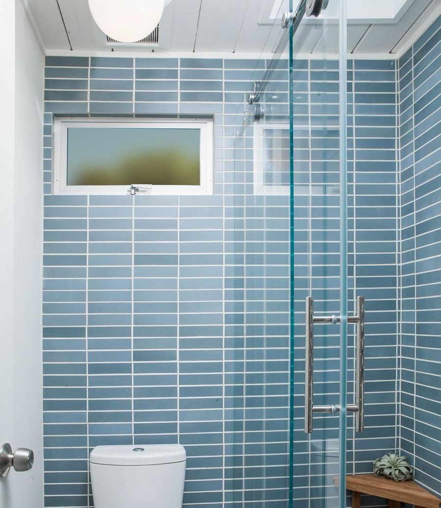 Mid-Century Modern Tile Ideas Blue Brick Tile via @destinationeichler