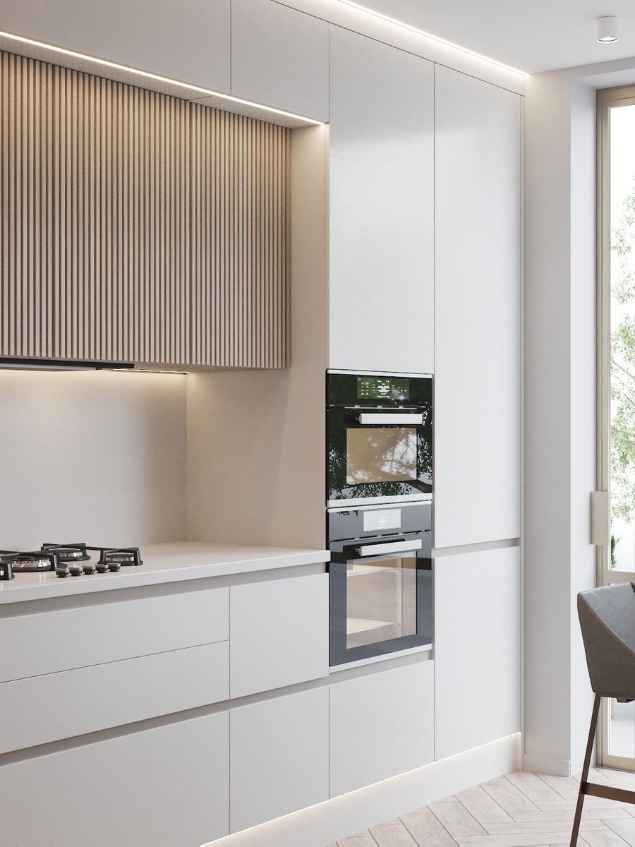 Minimalist kitchen with paneled cabinets via tasjalap