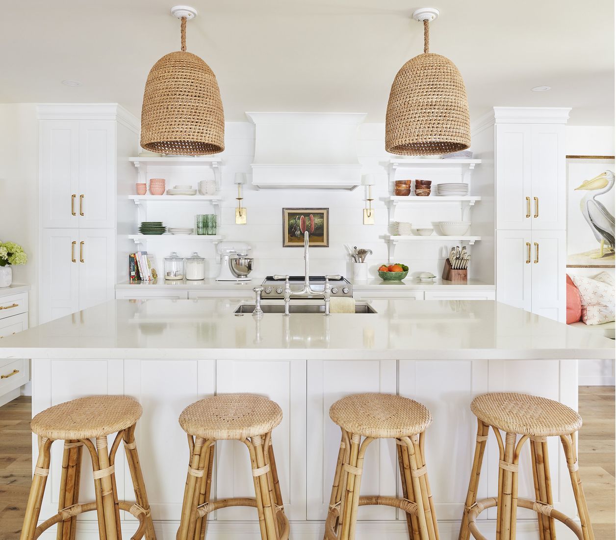 Rattan bar stools - Kara Hebert Interiors