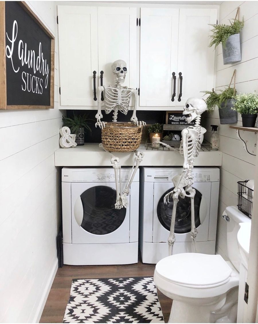 Farmhouse halloween laundry room decor