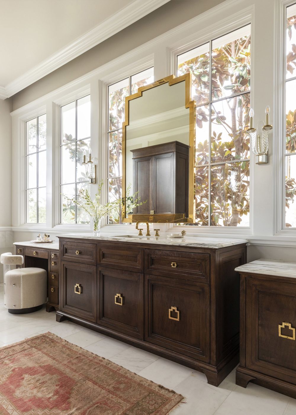 Traditional Bathroom design with wall of windows ryanstreetarchitects