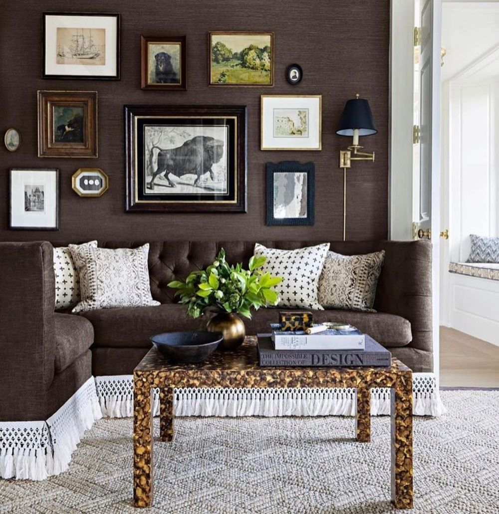 Neo-Traditional Living Room Dark Brown Walls @liza.pruitt