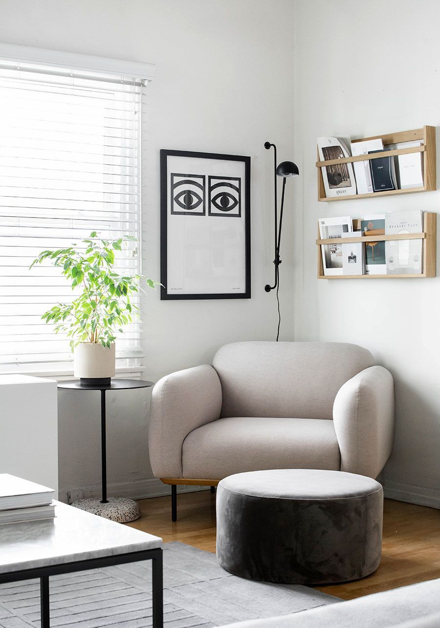 Scandi reading nook gray accent chair homeyohmy