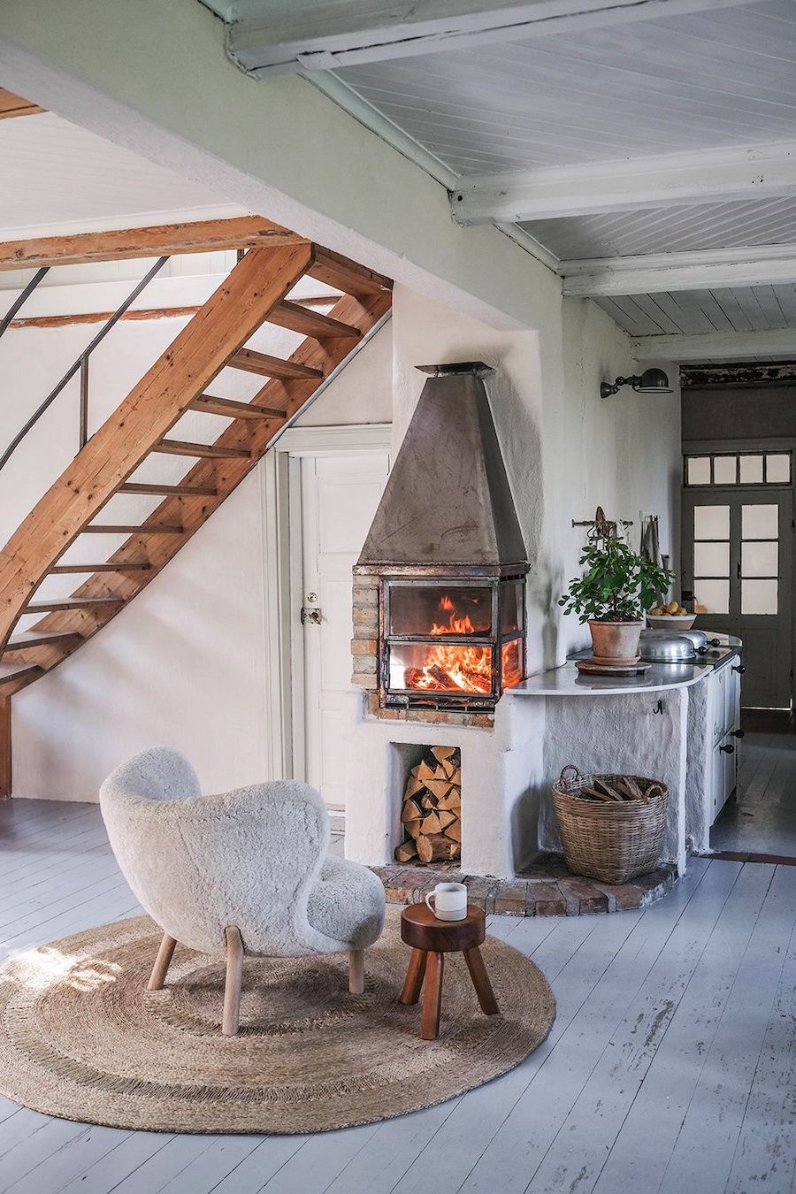 Scandinavian Reading Nook near fireplace via Devol Haberdasher