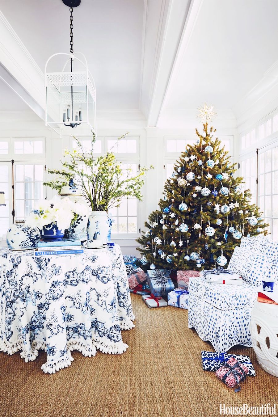 Blue Christmas Connecticut Home Decor via Jenny Wolf Interiors