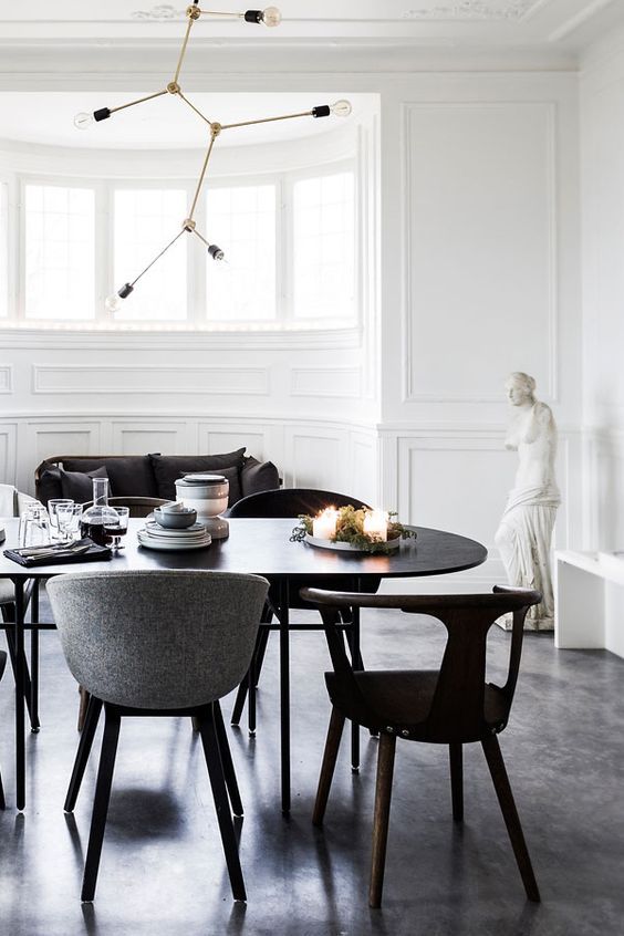Minimalist Dining Room with Black Furniture