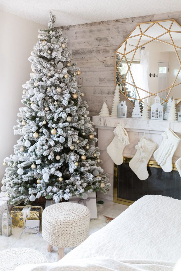 White Flocked Christmas tree via zevyjoy