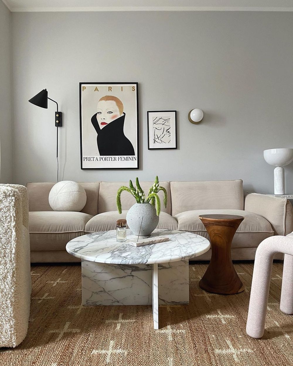 Beige Living Rooms Light Gray Wall via mdezeiner