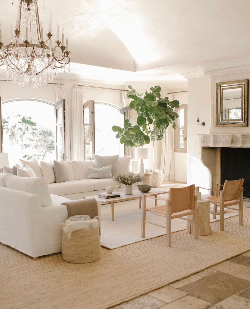 Beige Living room Indoor Trees via @jennikayne