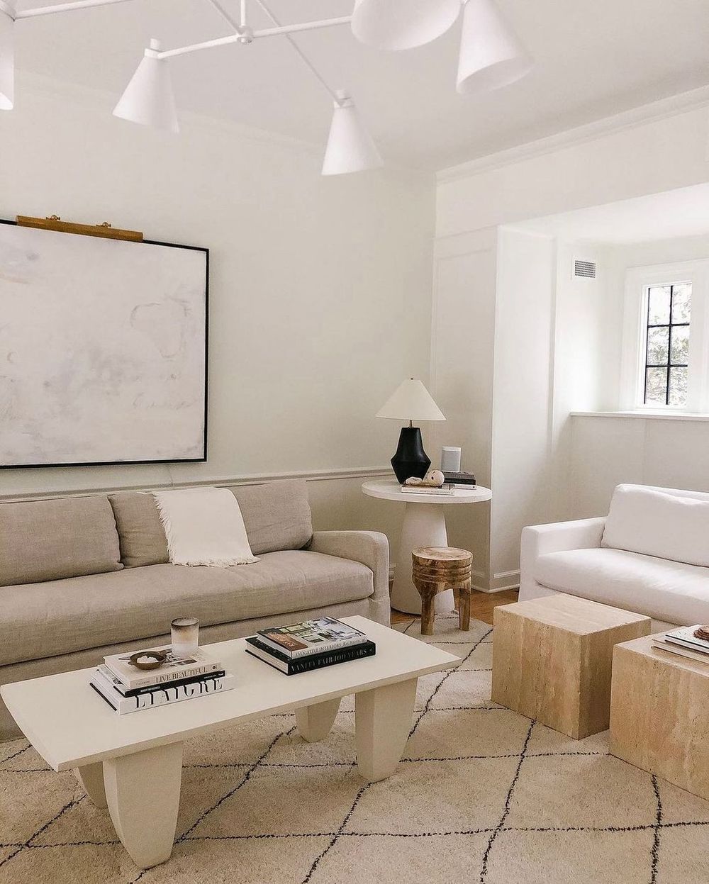 Beige Living rooms White Ceiling Light Fixture via @shelbygirard