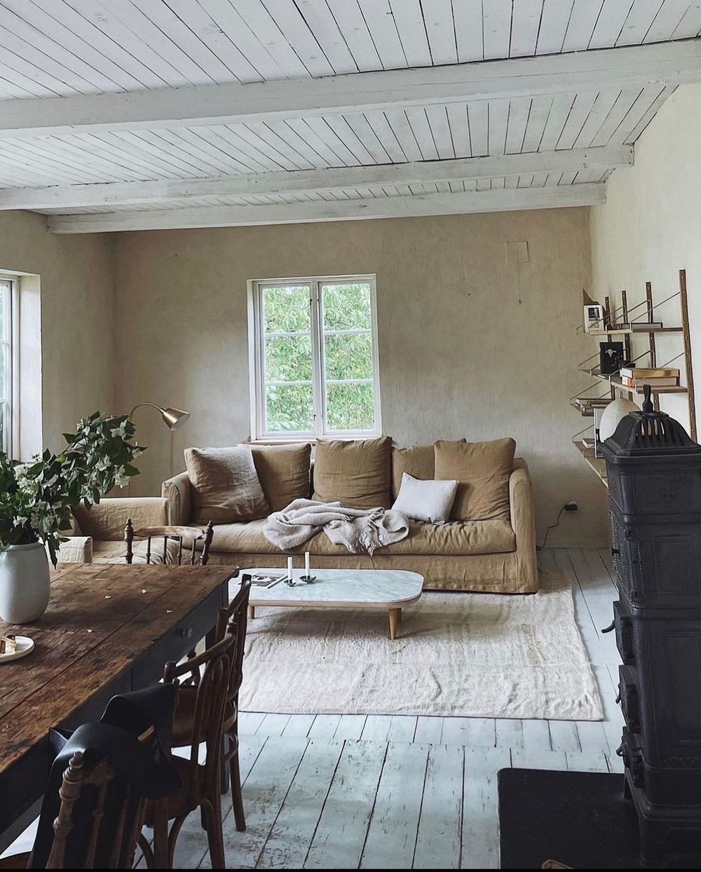 Beige living room swedish cottage via @_designtales_
