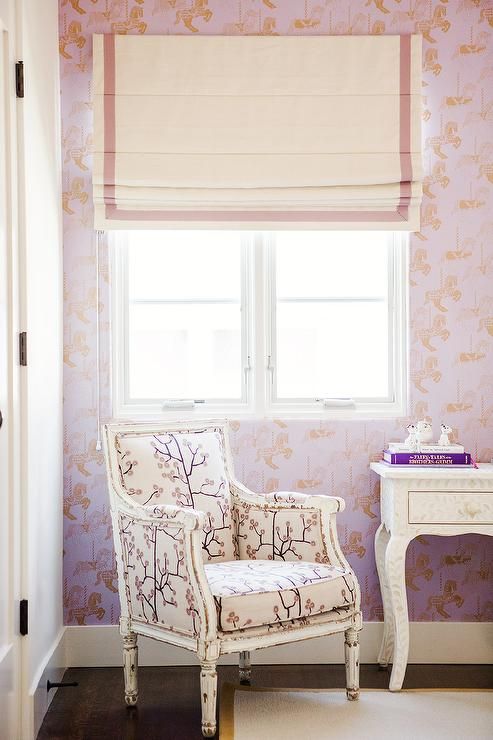 French Bergere chair in girls bedroom amy sklar design