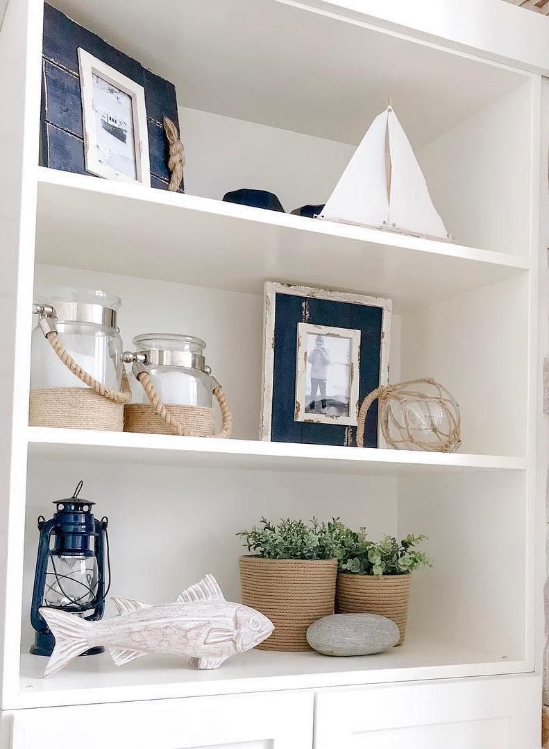 Coastal Shelving Decor ideas nautical via @apopofprettyblog