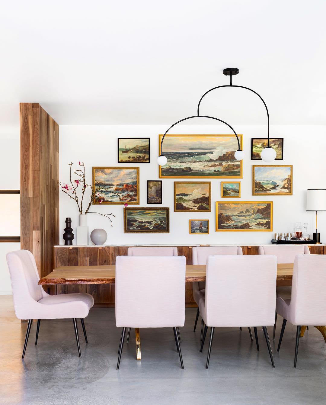 Gallery Wall ideas Dining Room one theme seaside landscape paintings via @hellosaratrampinteriors