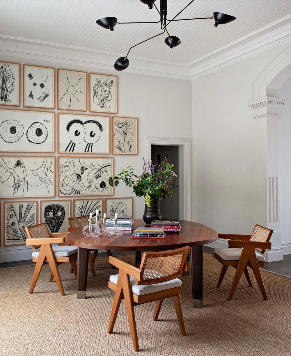 Gallery wall ideas drawings mid-century modern @reesrobertspartners