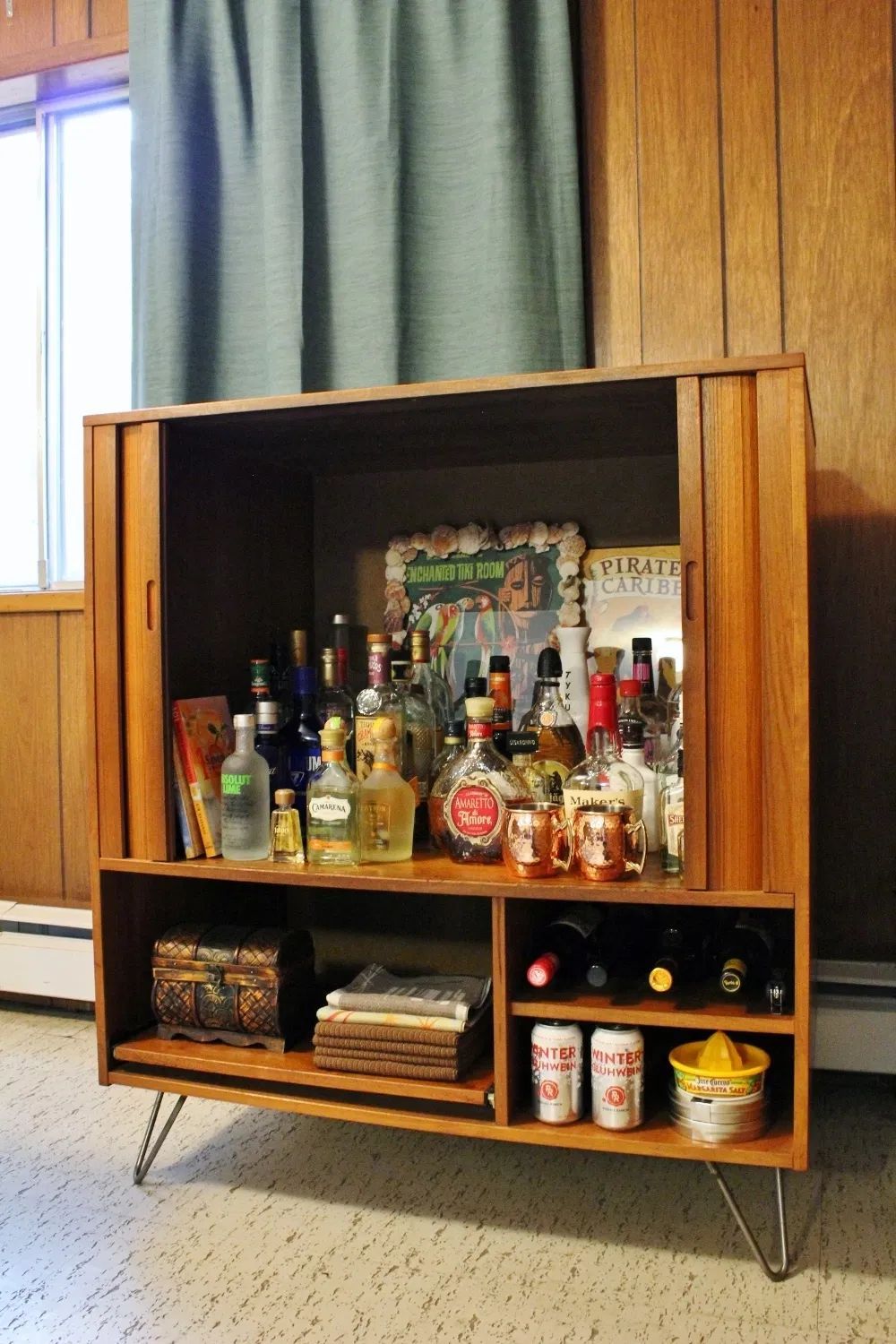 Mid-Century Modern Home Bar Cabinet via hammerandaheadband