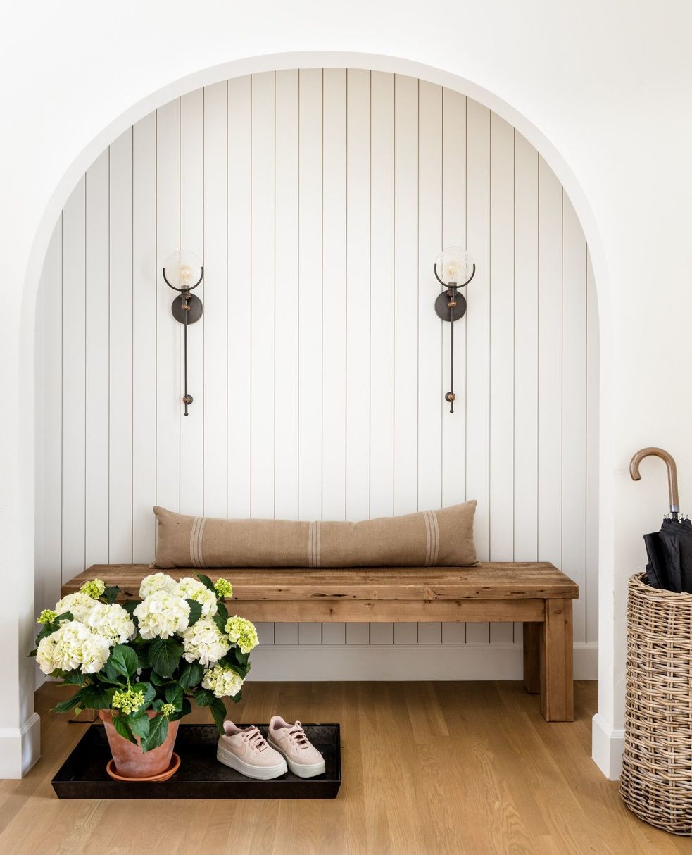 Arched entryway bench nook genevanessdesign