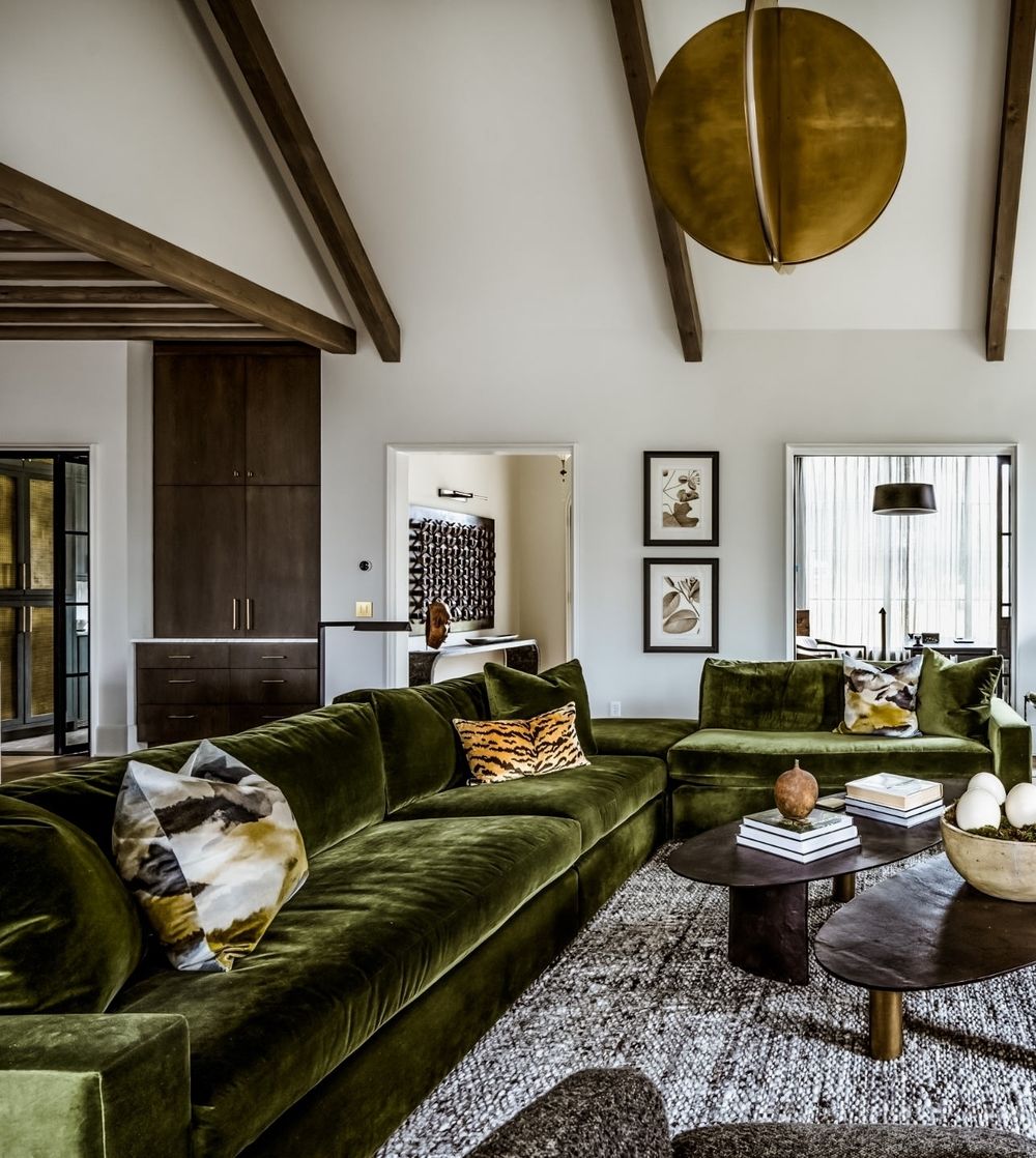 Green sectional sofas via @castlehomes