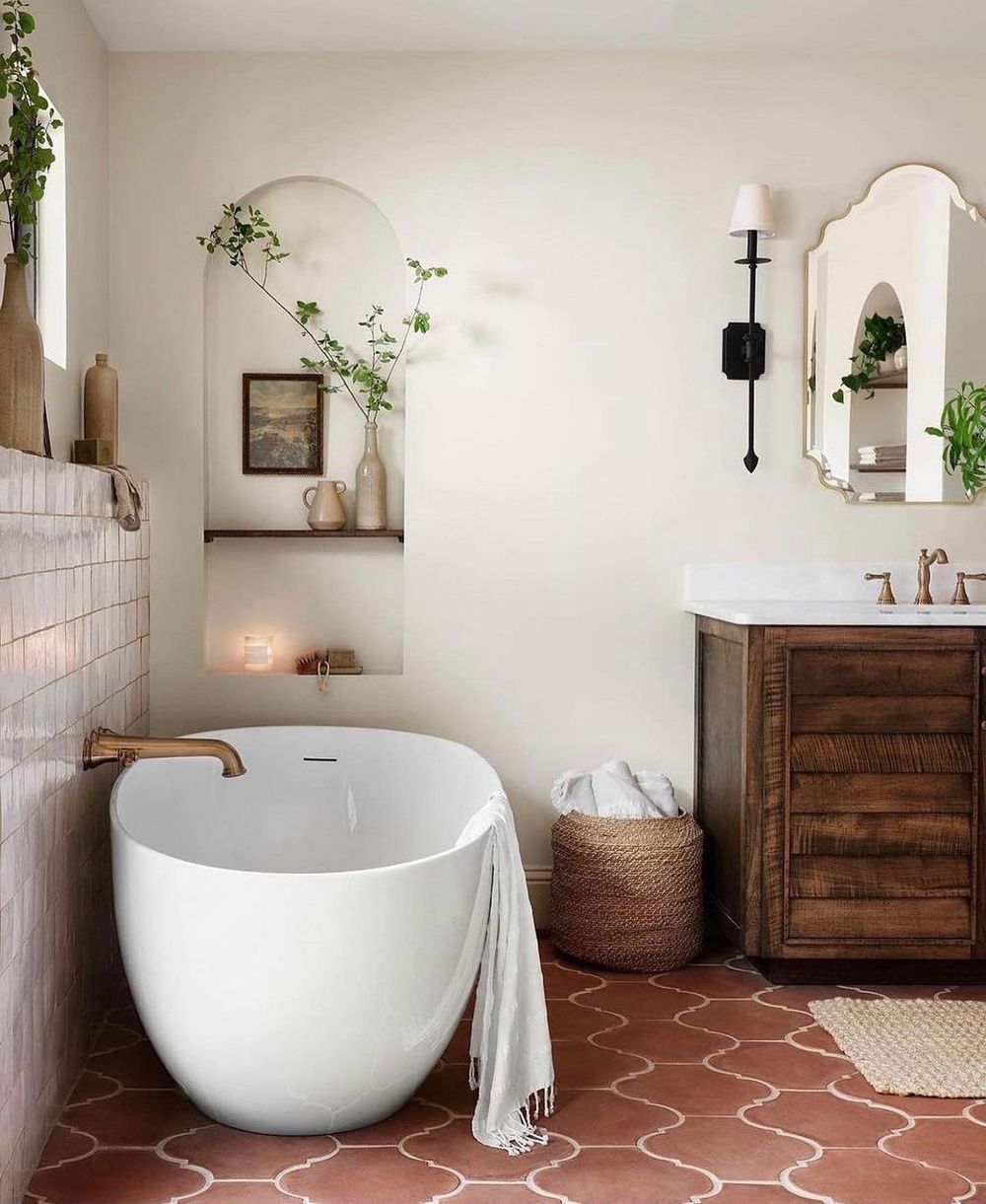Spanish bathroom floor Terracotta Tiling interior design casa.buena.vista.build