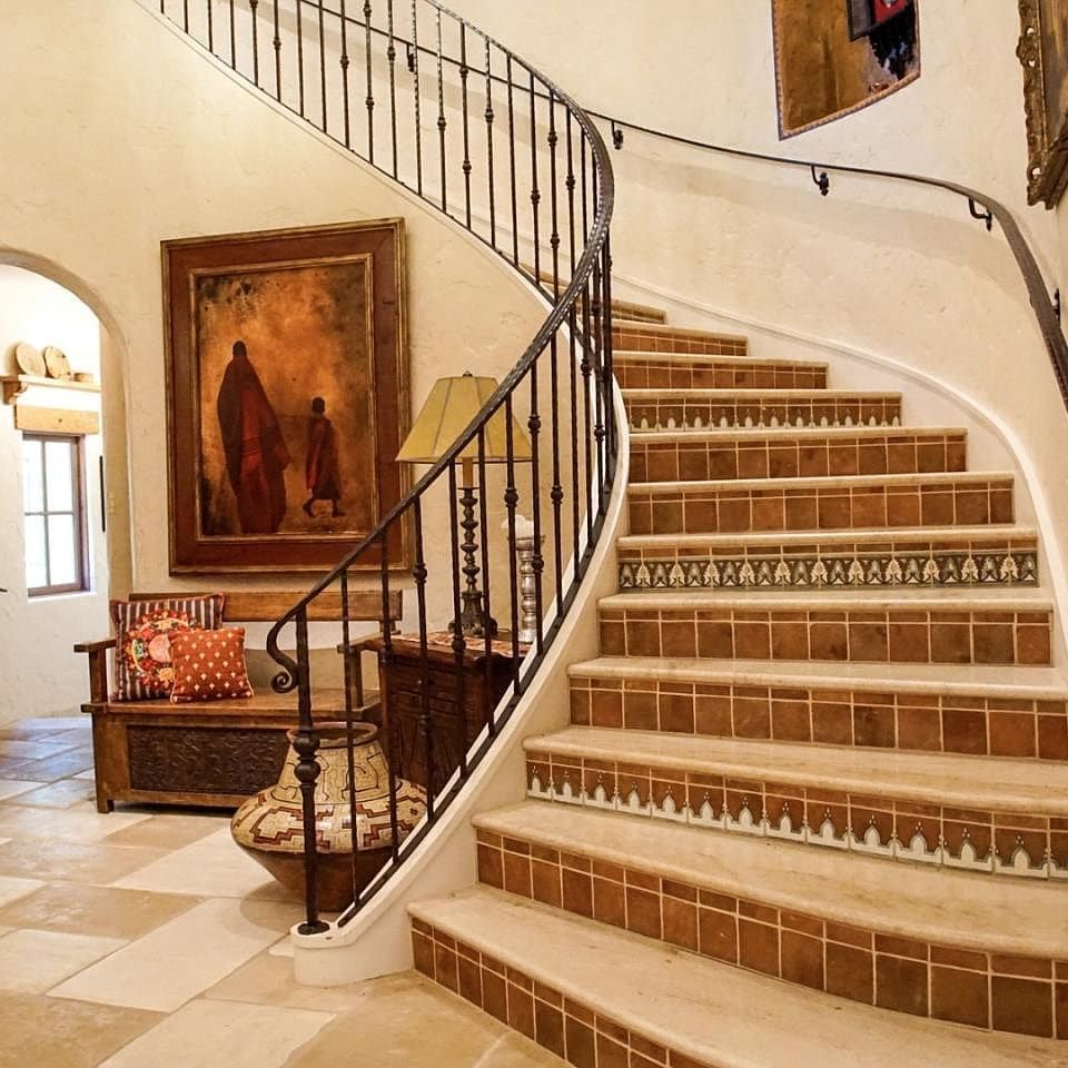 Spanish style staircase Wrought Iron Railing decor centralvalleybuilders