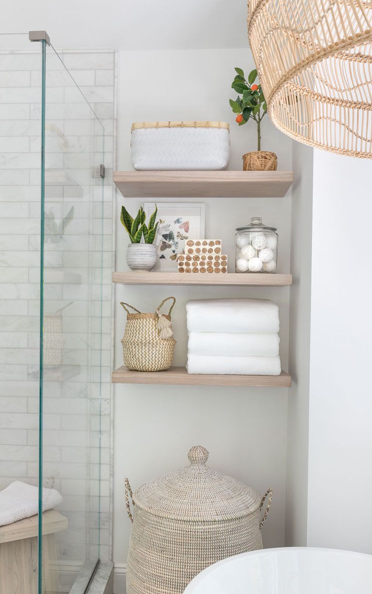 Upper bathroom shelves drivenbydecor