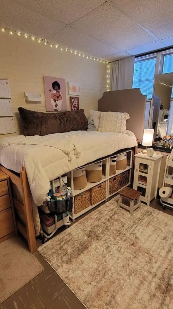 Bed risers to create under bed storage JaimeHerring